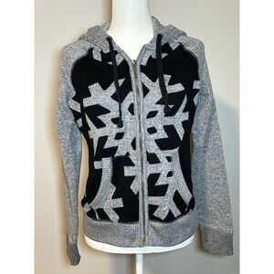 Aeropostale Women’s Snowflake Gray/black Warm Hoodie Jacket with Pockets Medium
